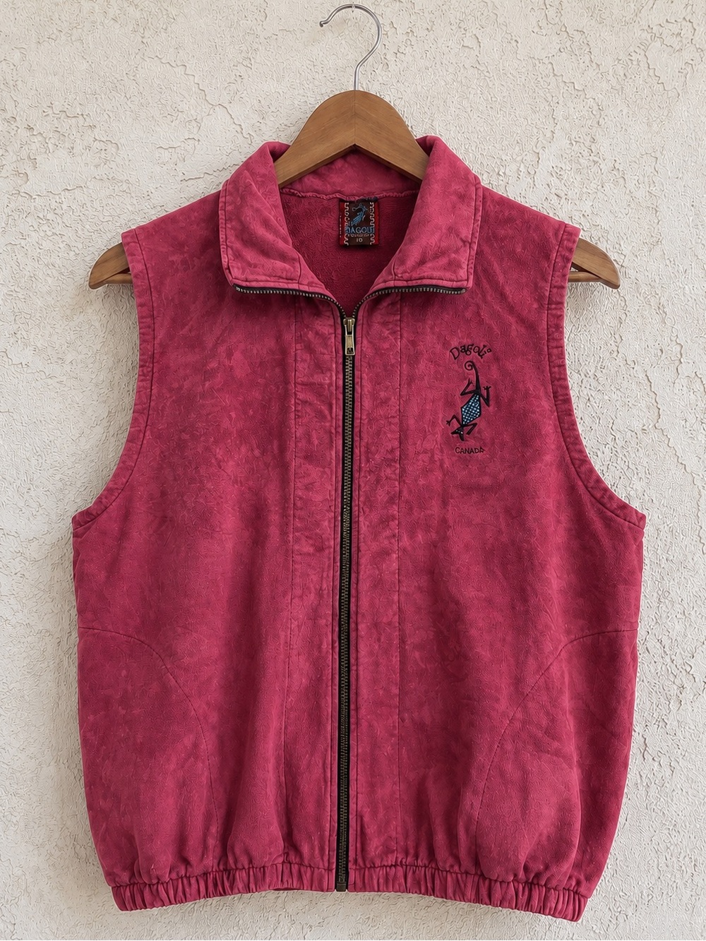 Vintage 90s Dagoli Canada Acid Wash Tie Dye Zip Vest Purple Size Large